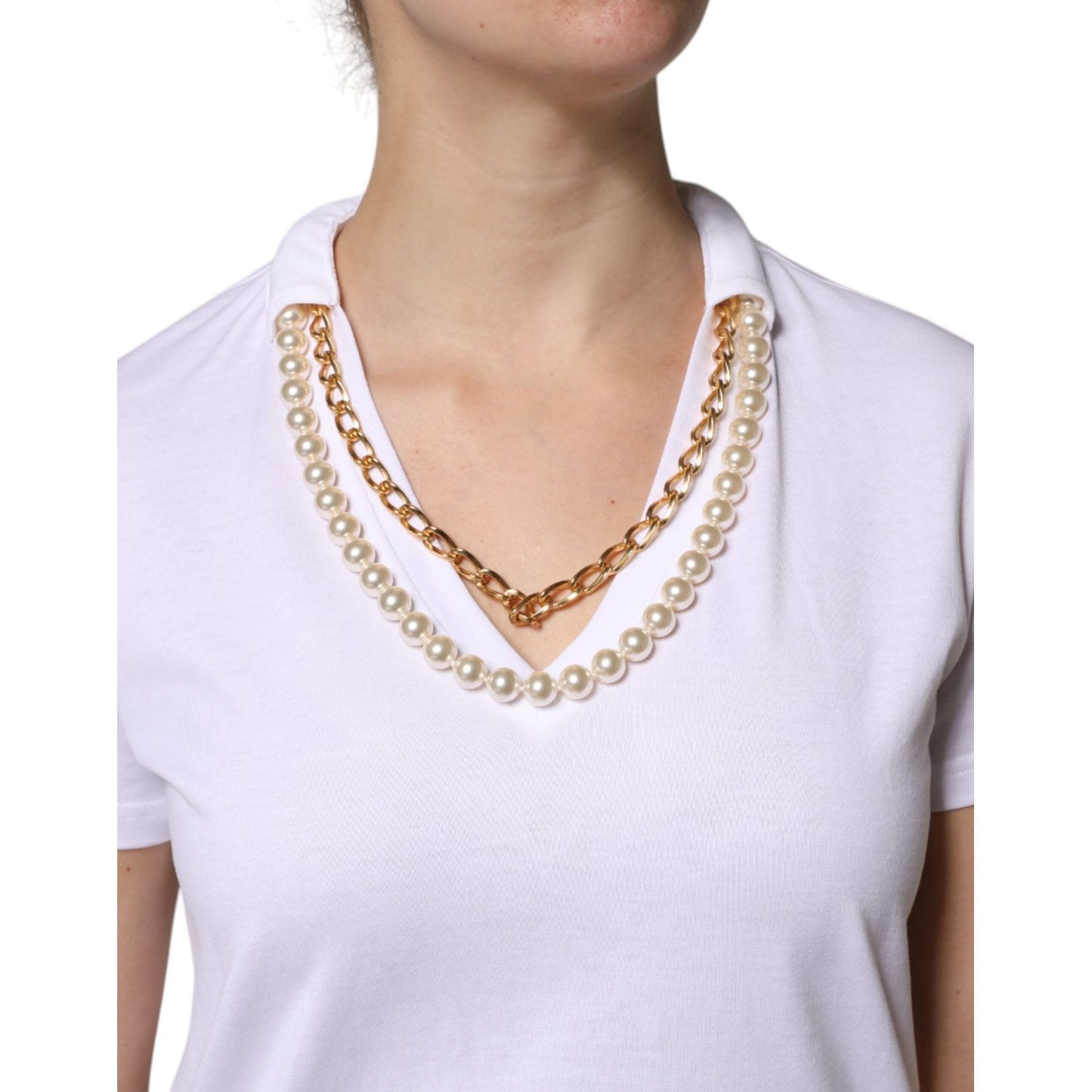 Dolce & Gabbana White Necklace Cotton Short Sleeve T-shirt Dolce & Gabbana