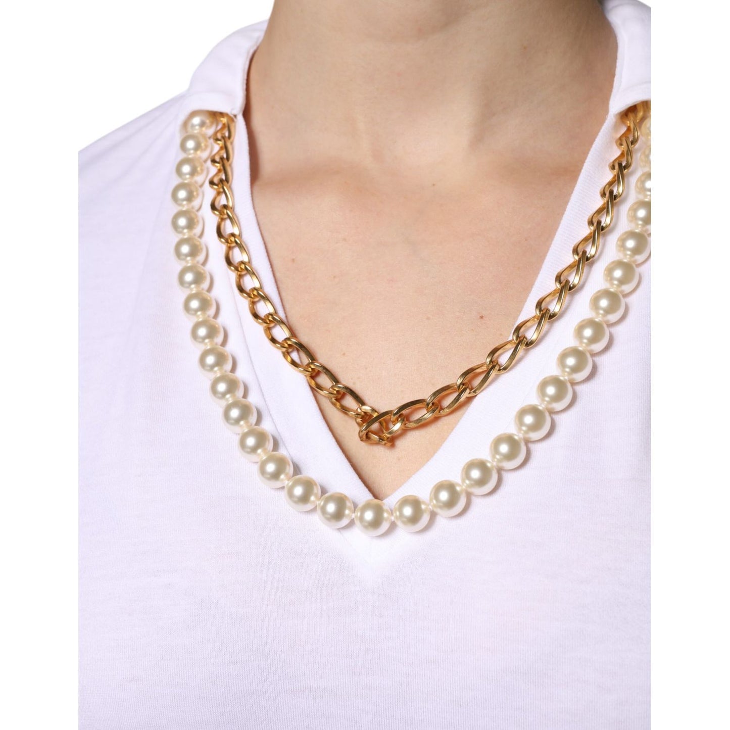Dolce & Gabbana White Necklace Cotton Short Sleeve T-shirt Dolce & Gabbana