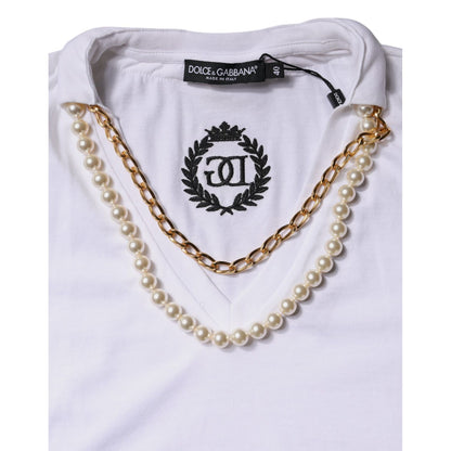 Dolce & Gabbana White Necklace Cotton Short Sleeve T-shirt Dolce & Gabbana