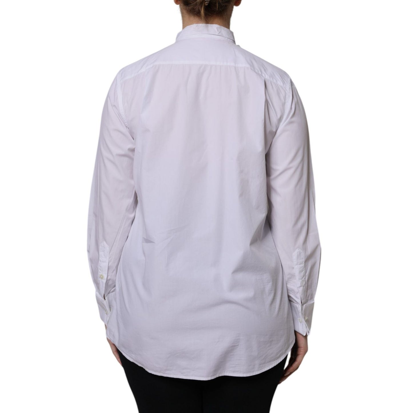 Dolce & Gabbana White Ascot Collar Long Sleeve Blouse Top Dolce & Gabbana