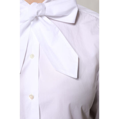 Dolce & Gabbana White Ascot Collar Long Sleeve Blouse Top Dolce & Gabbana