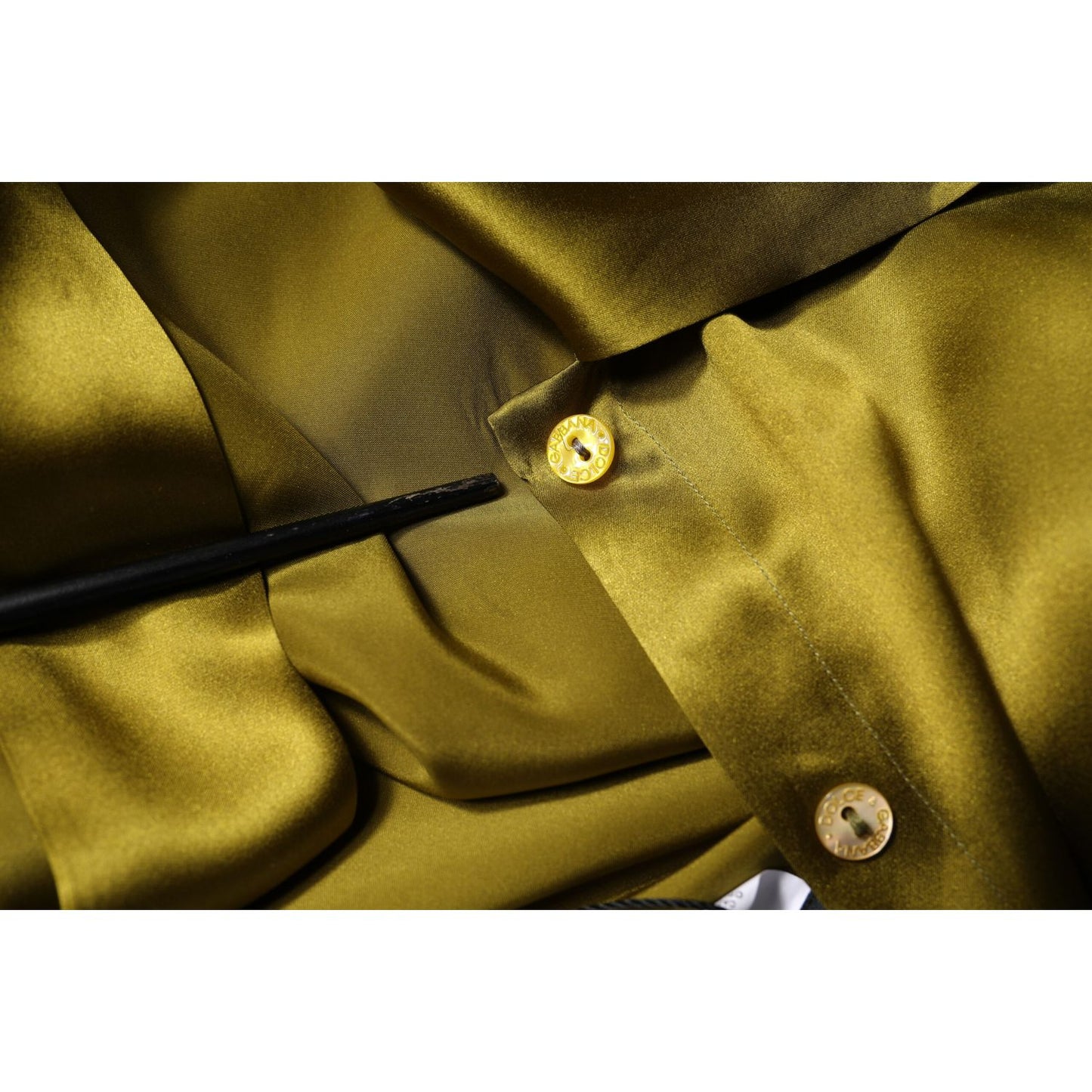 Dolce & Gabbana Olive Green Ascot Collar Long Sleeve Blouse Top Dolce & Gabbana