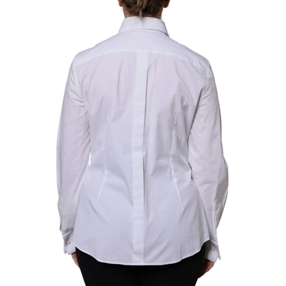 Dolce & Gabbana White Cotton Dress Collared Dress Shirt Top Dolce & Gabbana