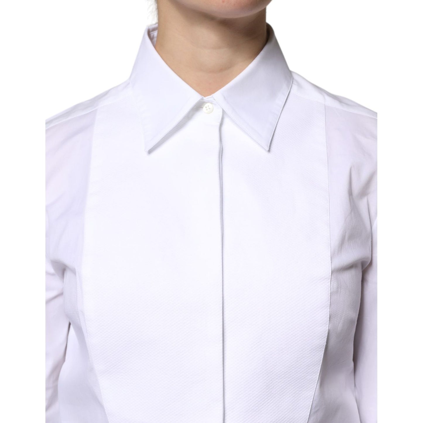 Dolce & Gabbana White Cotton Dress Collared Dress Shirt Top Dolce & Gabbana
