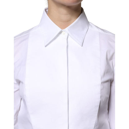 Dolce & Gabbana White Cotton Dress Collared Dress Shirt Top Dolce & Gabbana