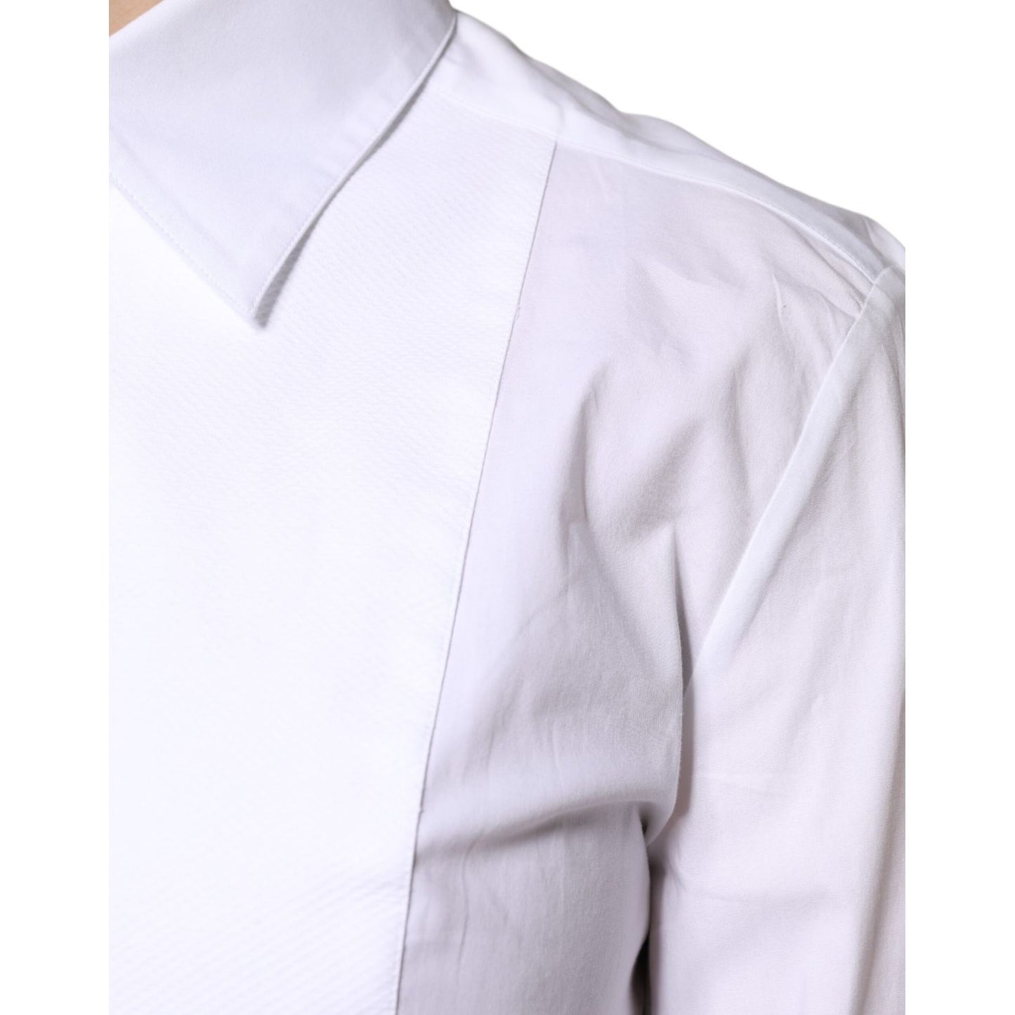 Dolce & Gabbana White Cotton Dress Collared Dress Shirt Top Dolce & Gabbana