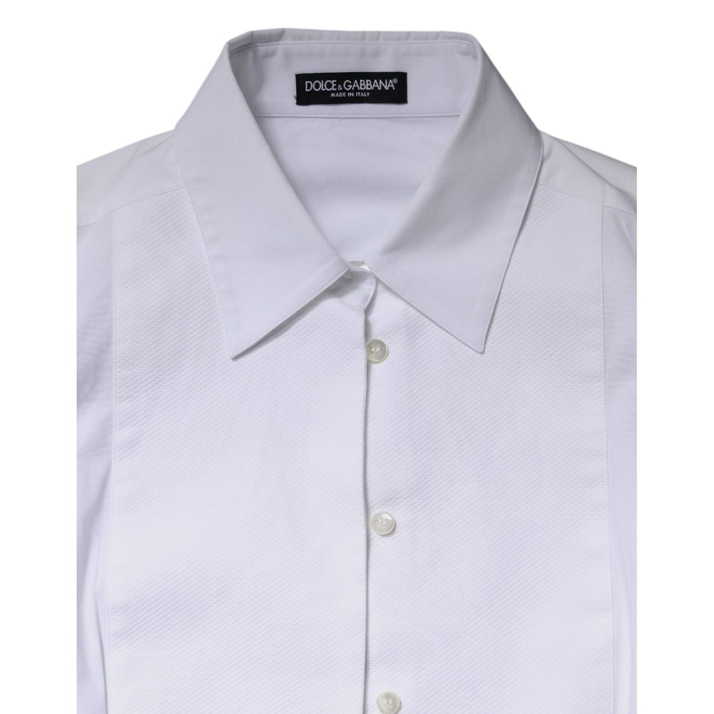 Dolce & Gabbana White Cotton Dress Collared Dress Shirt Top Dolce & Gabbana