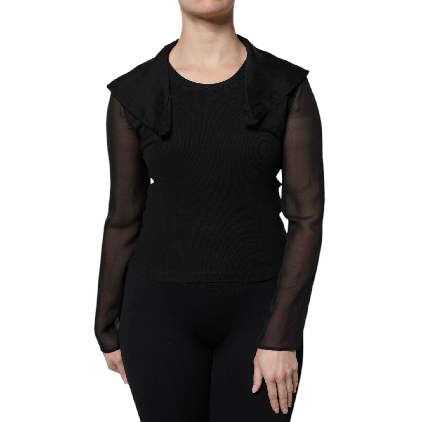 Dolce & Gabbana Black Silk Sheer Long Sleeves Blouse Top Dolce & Gabbana
