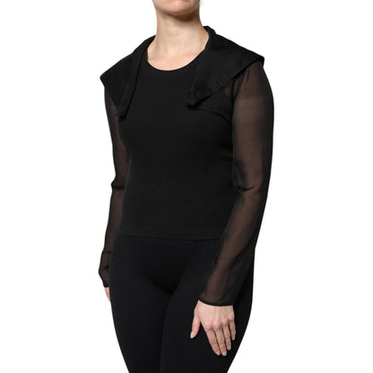 Dolce & Gabbana Black Silk Sheer Long Sleeves Blouse Top Dolce & Gabbana