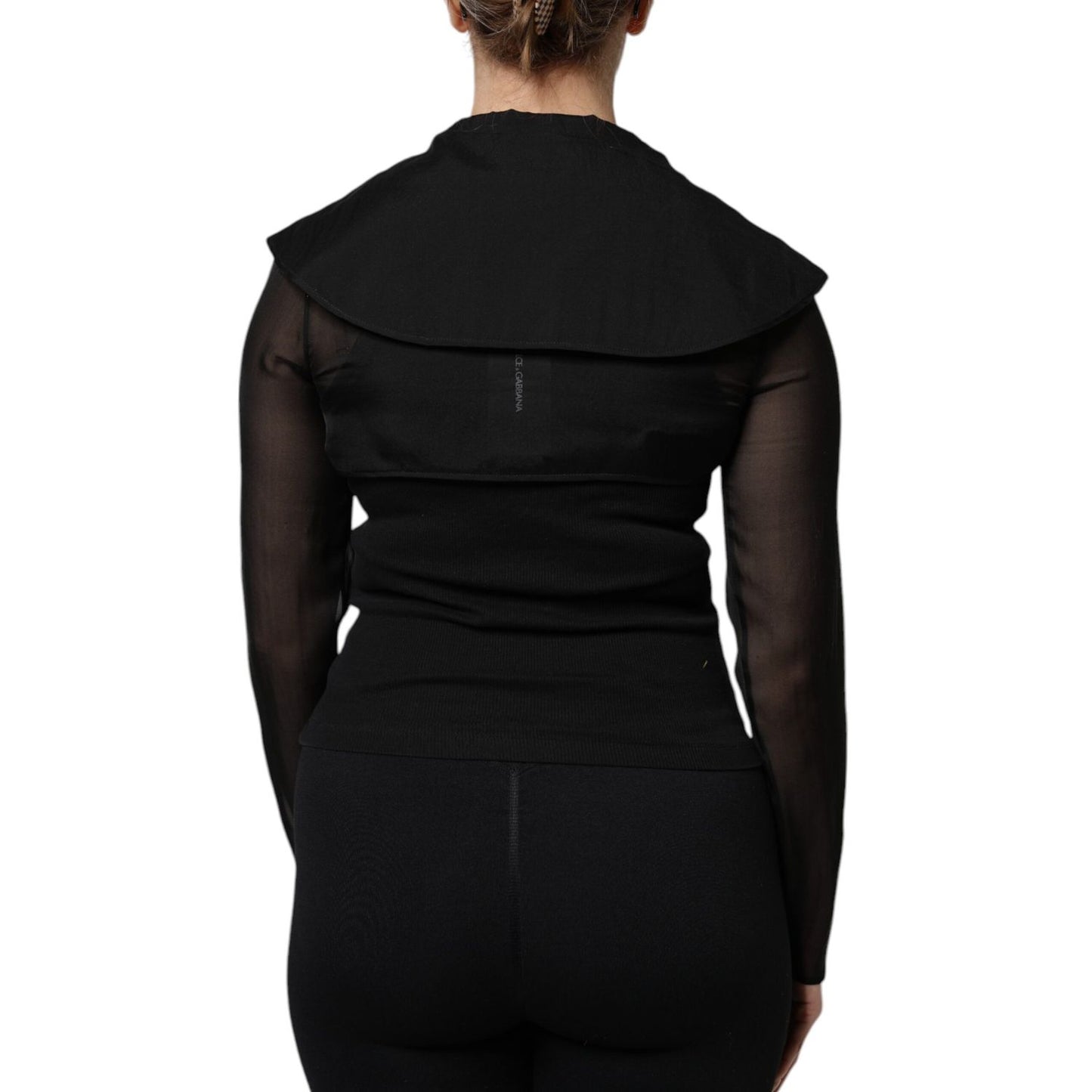 Dolce & Gabbana Black Silk Sheer Long Sleeves Blouse Top Dolce & Gabbana