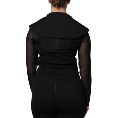 Dolce & Gabbana Black Silk Sheer Long Sleeves Blouse Top Dolce & Gabbana