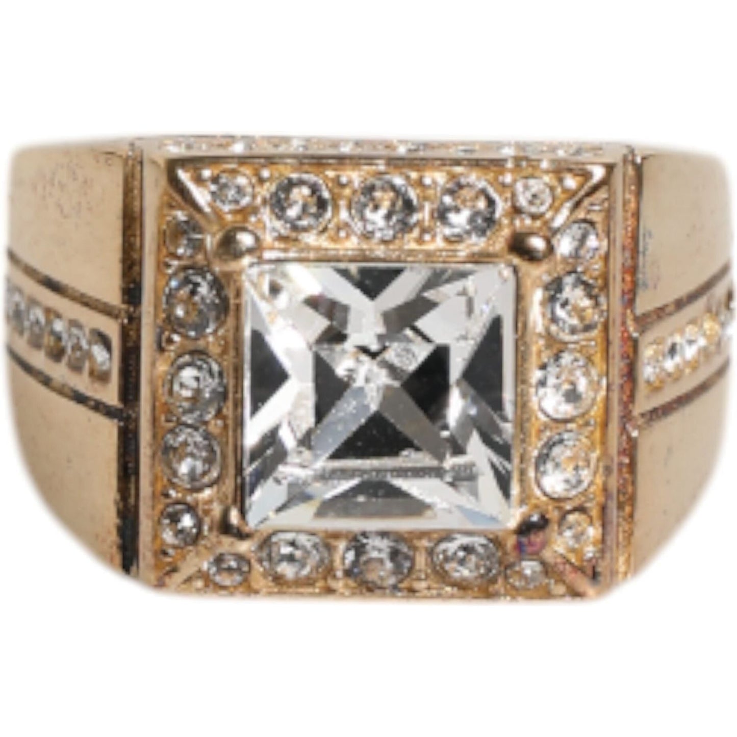 Dolce & Gabbana Gold Tone Sterling Silver 925 Crystals Ring Dolce & Gabbana