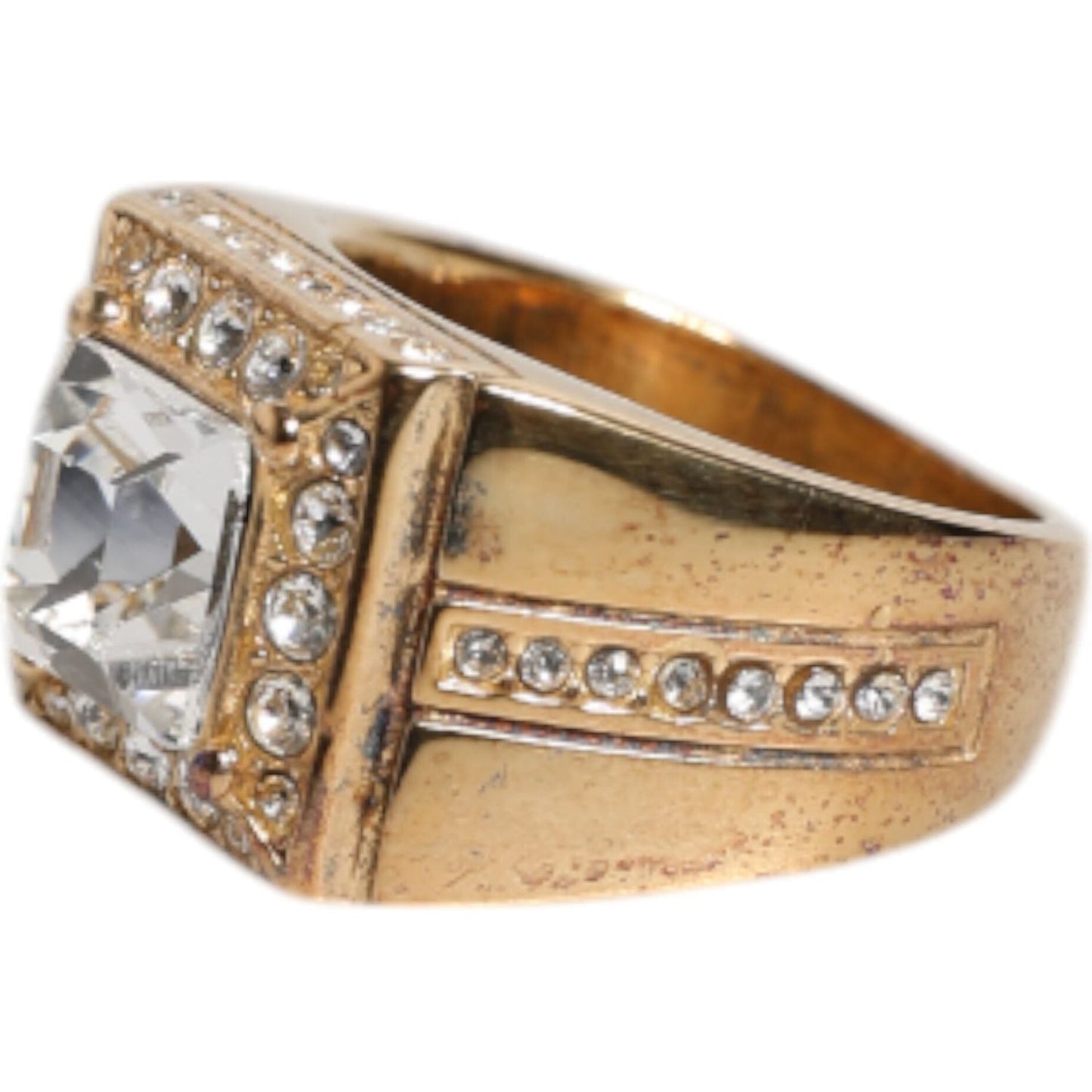 Dolce & Gabbana Gold Tone Sterling Silver 925 Crystals Ring Dolce & Gabbana