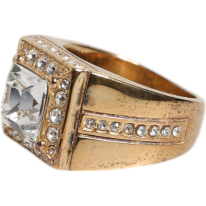 Dolce & Gabbana Gold Tone Sterling Silver 925 Crystals Ring Dolce & Gabbana