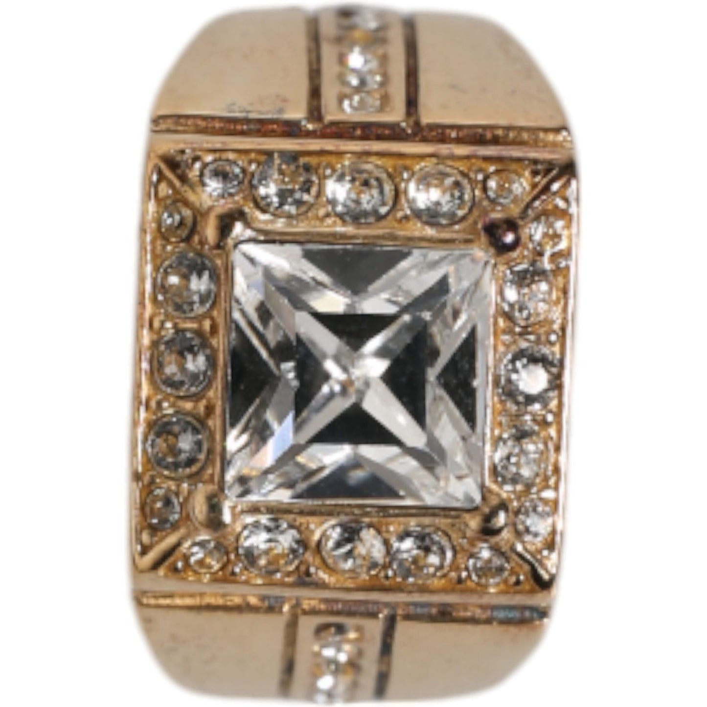 Dolce & Gabbana Gold Tone Sterling Silver 925 Crystals Ring Dolce & Gabbana