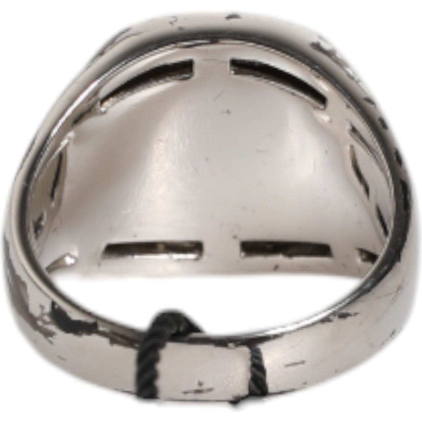 Dolce & Gabbana Silver Tone Engraved Two Color Real Brass Ring Dolce & Gabbana