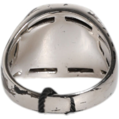 Dolce & Gabbana Silver Tone Engraved Two Color Real Brass Ring Dolce & Gabbana