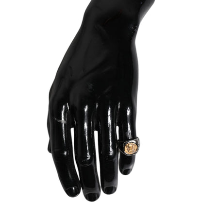 Dolce & Gabbana Silver Tone Engraved Two Color Real Brass Ring Dolce & Gabbana