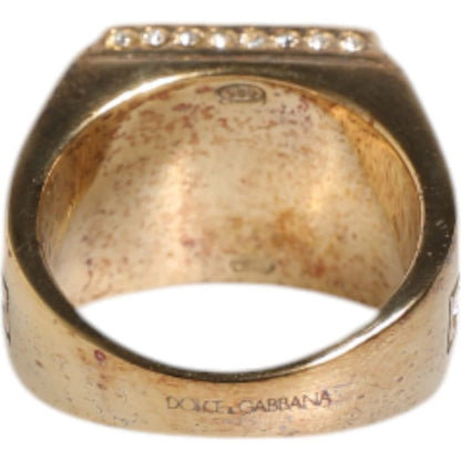 Dolce & Gabbana Gold Tone Sterling Silver 925 Crystals Ring Dolce & Gabbana