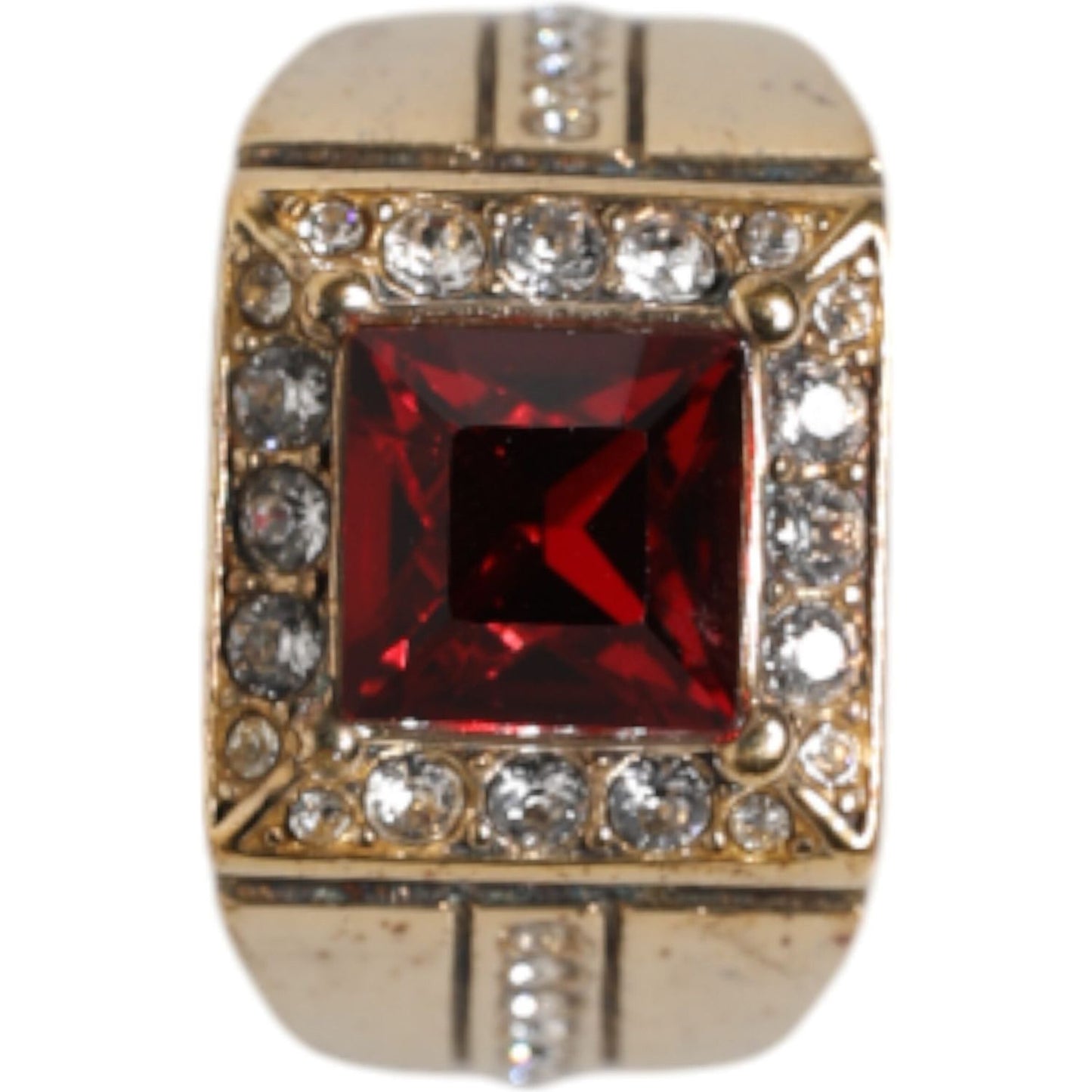 Dolce & Gabbana Gold Tone Sterling Silver 925 Crystals Ring Dolce & Gabbana