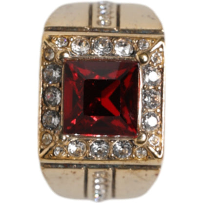 Dolce & Gabbana Gold Tone Sterling Silver 925 Crystals Ring Dolce & Gabbana