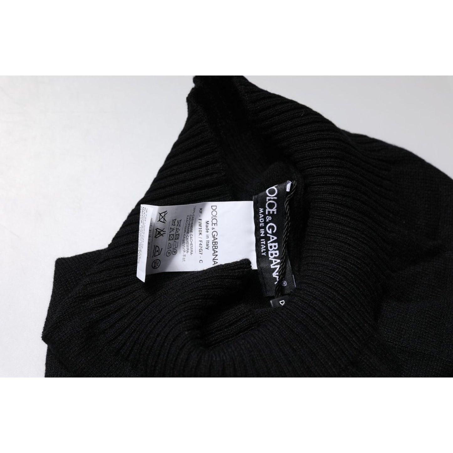 Dolce & Gabbana Black Cashmere Knitted Neck Warmer Foulard Scarf