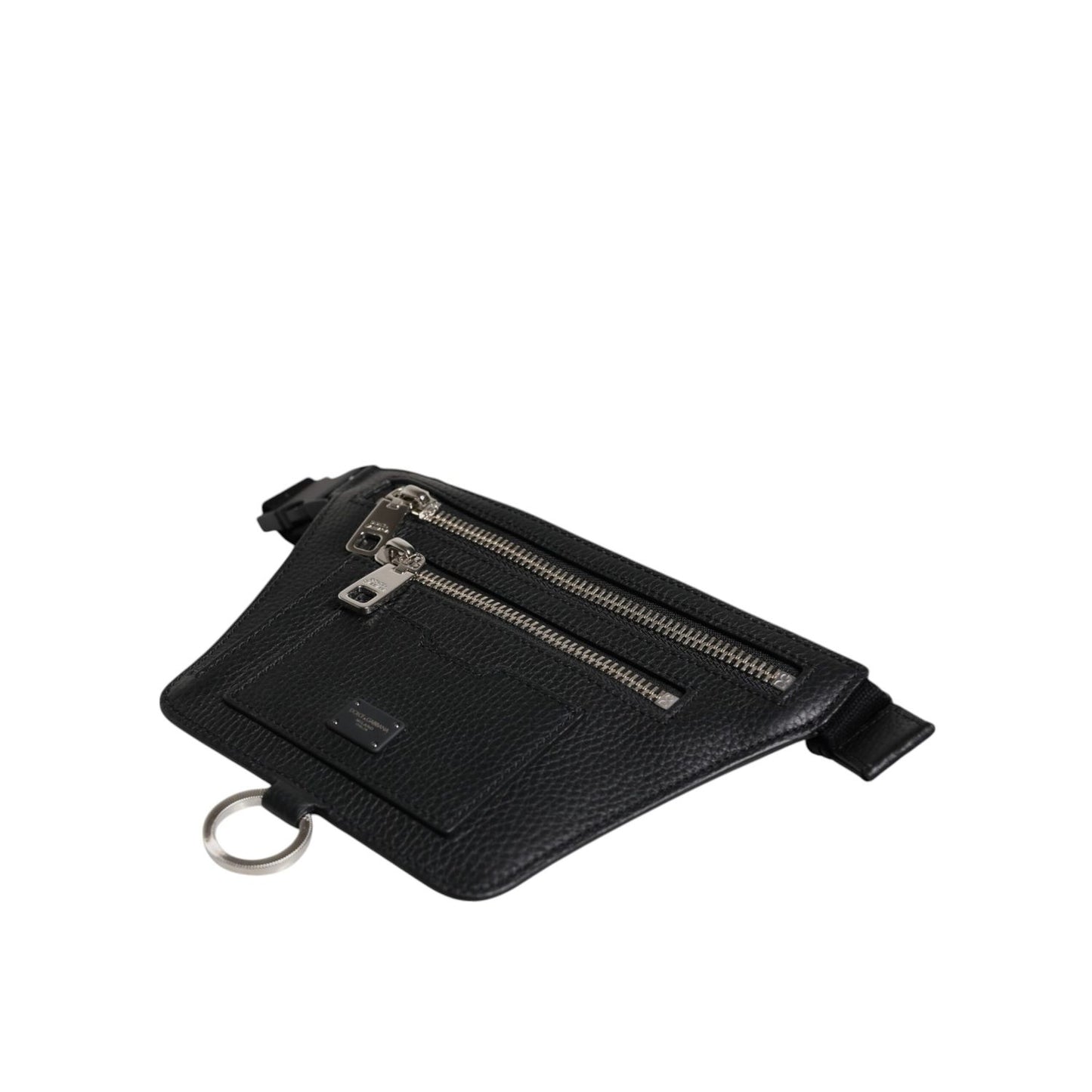 Dolce & Gabbana Black Calfskin Logo Plaque Belt Waist Men Fanny Pack Bag Dolce & Gabbana