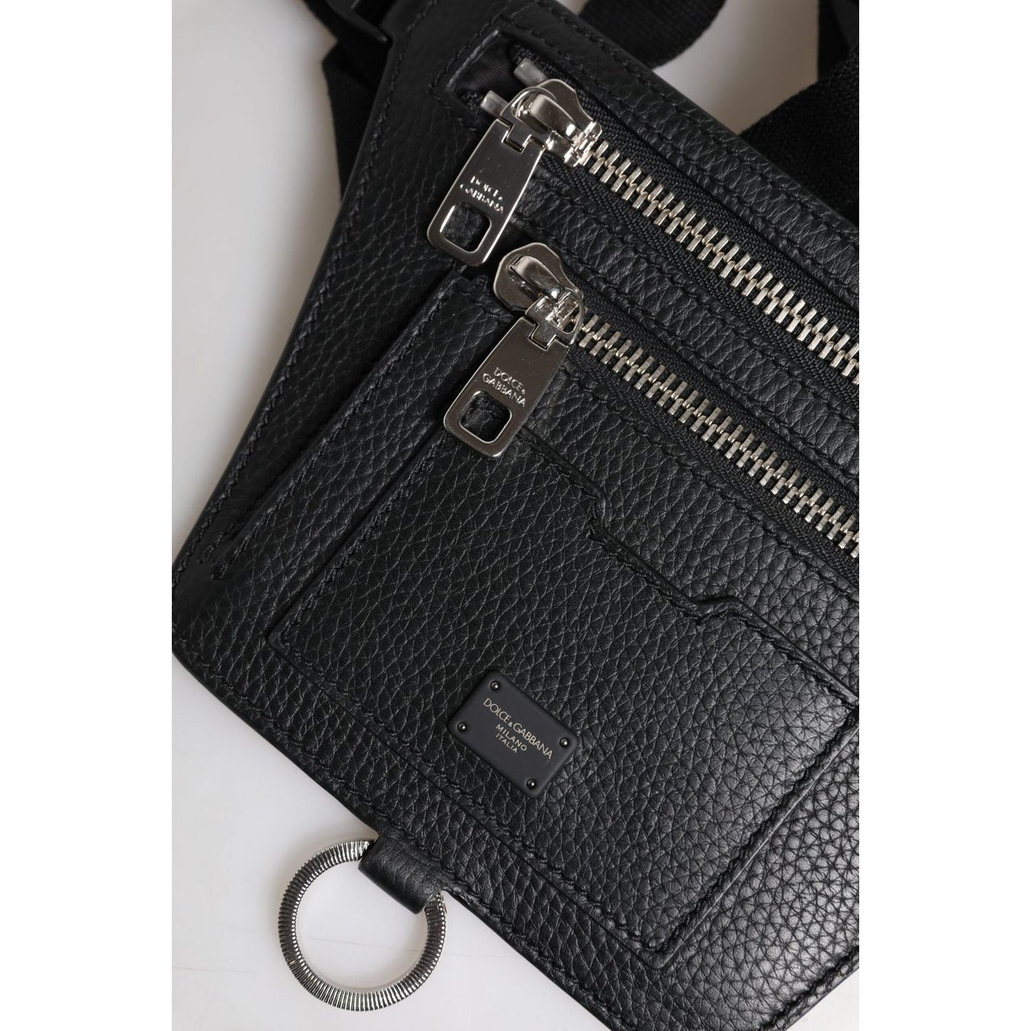 Dolce & Gabbana Black Calfskin Logo Plaque Belt Waist Men Fanny Pack Bag Dolce & Gabbana