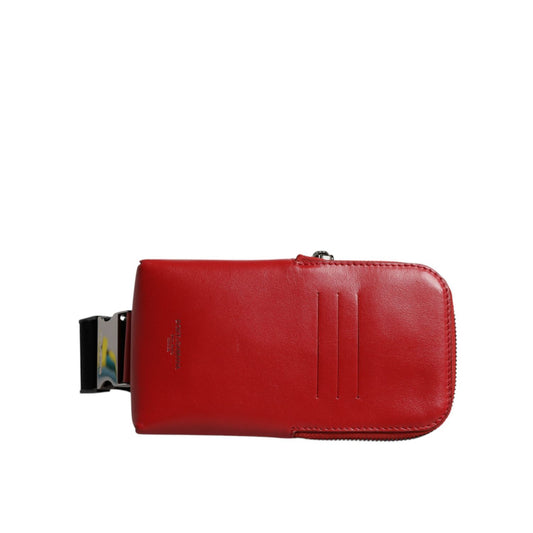 Dolce & Gabbana Red Calfskin Logo Purse Phone Belt Waist Bag