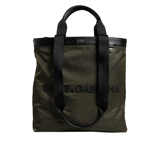 Dolce & Gabbana Military Green Nylon Shoulder Strap Tote Bag Dolce & Gabbana