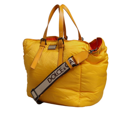 Dolce & Gabbana Yellow Orange Nylon Logo Plaque Hand Shoulder Duffle Bag Dolce & Gabbana