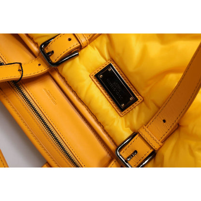 Dolce & Gabbana Yellow Orange Nylon Logo Plaque Hand Shoulder Duffle Bag Dolce & Gabbana