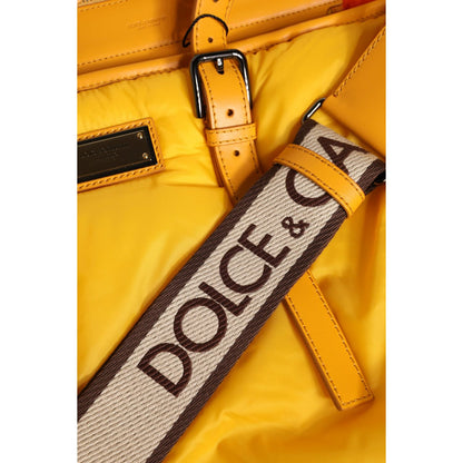 Dolce & Gabbana Yellow Orange Nylon Logo Plaque Hand Shoulder Duffle Bag Dolce & Gabbana