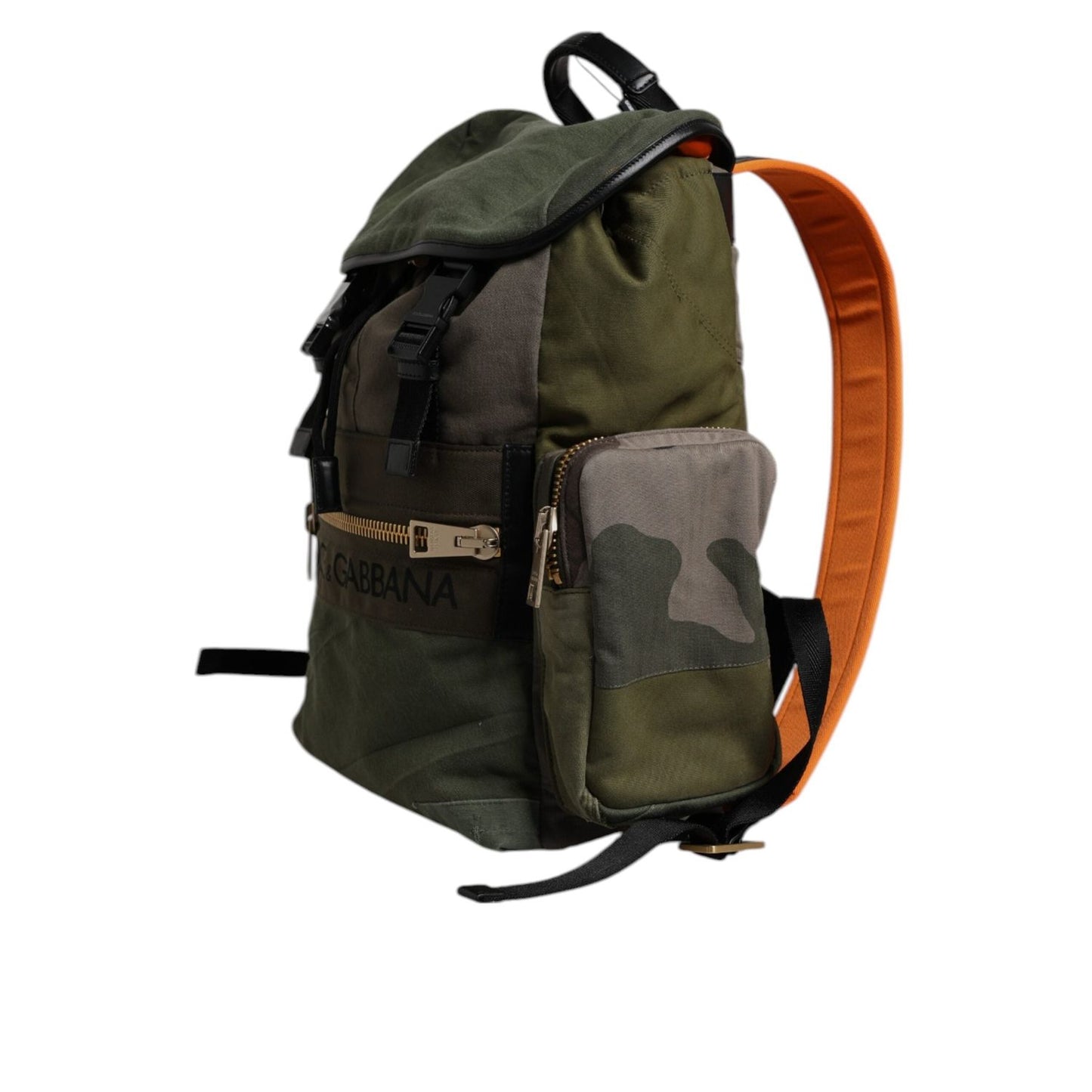 Dolce & Gabbana Military Green Patchwork School Backpack Bag