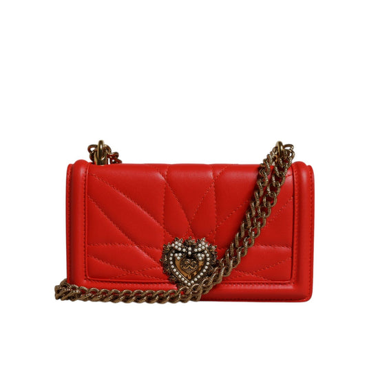 Dolce & Gabbana Red Quilted Devotion Crossbody Chain Phone Cover Bag Dolce & Gabbana