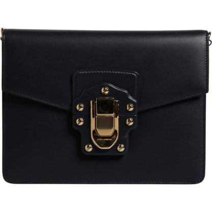 Dolce & Gabbana Black Calfskin Leather Shoulder Strap Bag Dolce & Gabbana