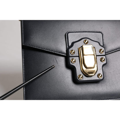 Dolce & Gabbana Black Calfskin Leather Shoulder Strap Bag Dolce & Gabbana