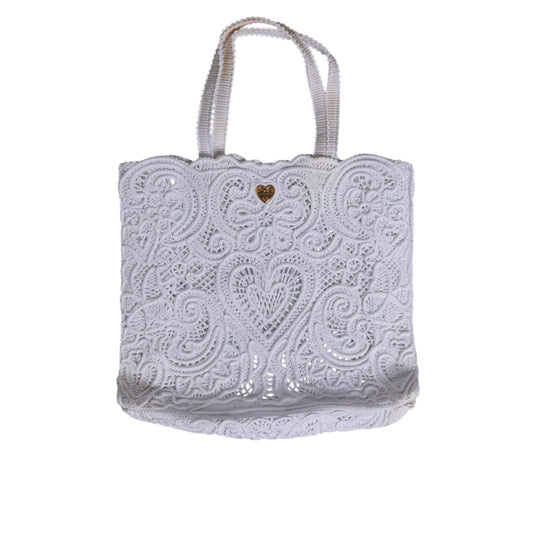 Dolce & Gabbana White Cordonetto Lace Beatrice Tote Shopping Bag Dolce & Gabbana