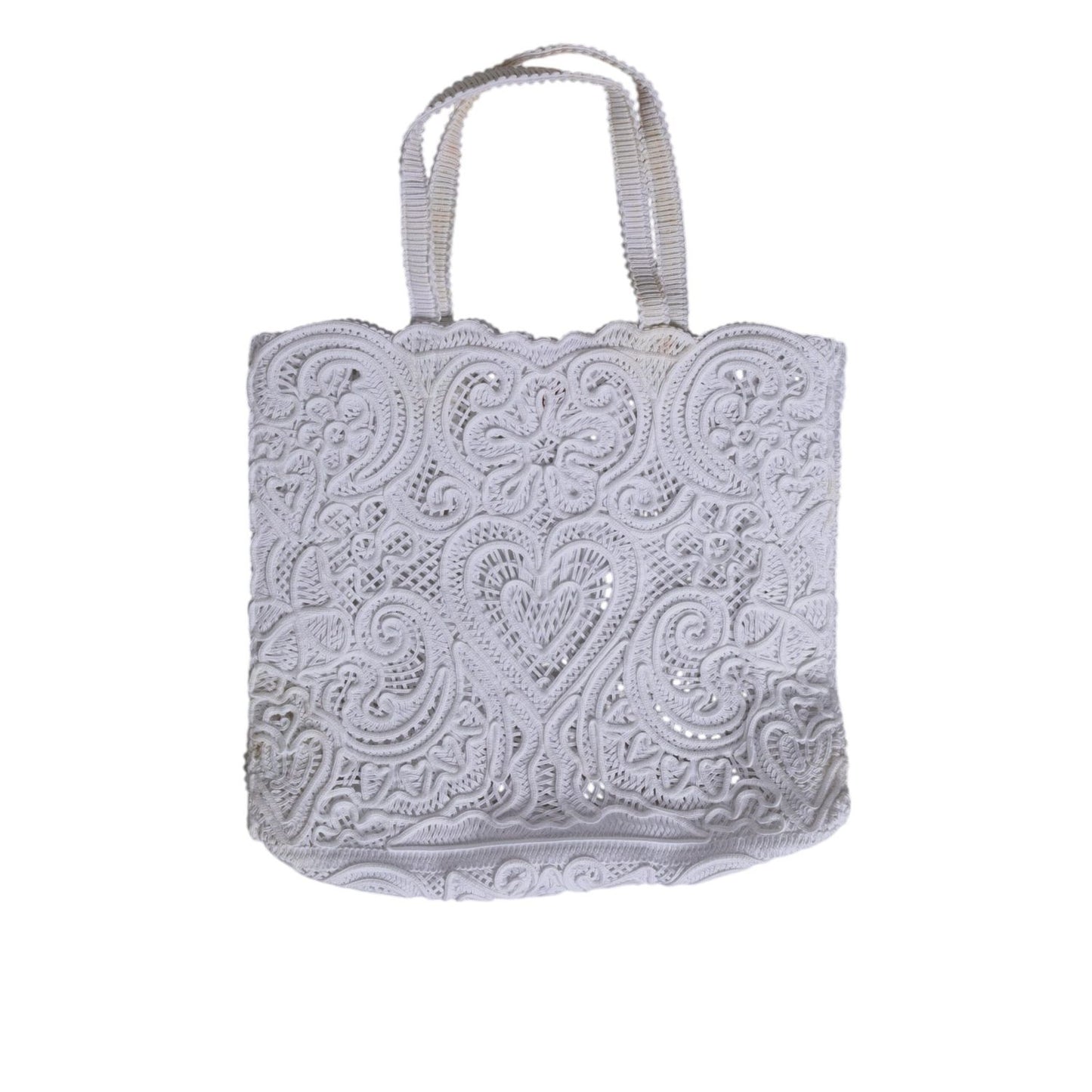 Dolce & Gabbana White Cordonetto Lace Beatrice Tote Shopping Bag Dolce & Gabbana