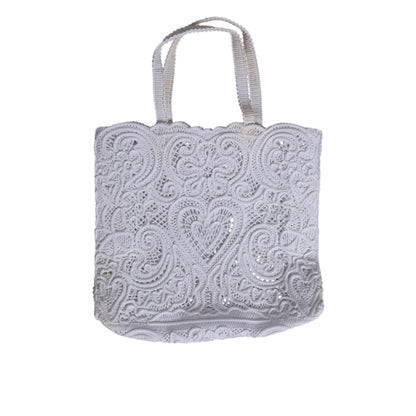 Dolce & Gabbana White Cordonetto Lace Beatrice Tote Shopping Bag Dolce & Gabbana
