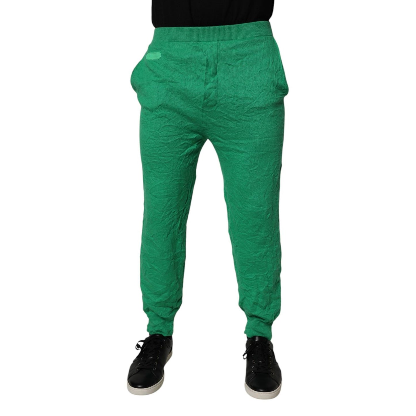 Dsquared² Green Cotton Elastic Waist Men Casual Pants Dsquared²