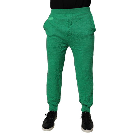 Dsquared² Green Cotton Elastic Waist Men Casual Pants Dsquared²