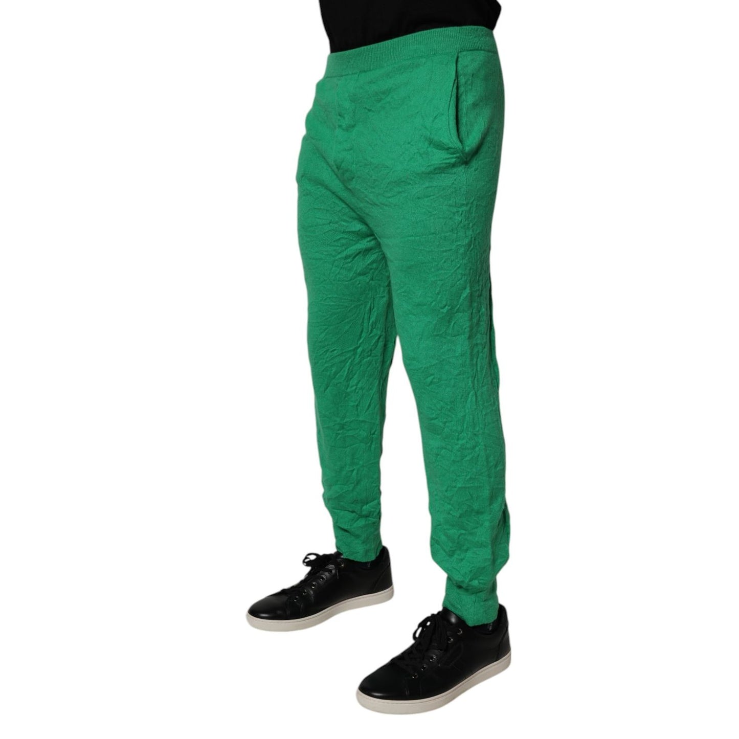 Dsquared² Green Cotton Elastic Waist Men Casual Pants Dsquared²