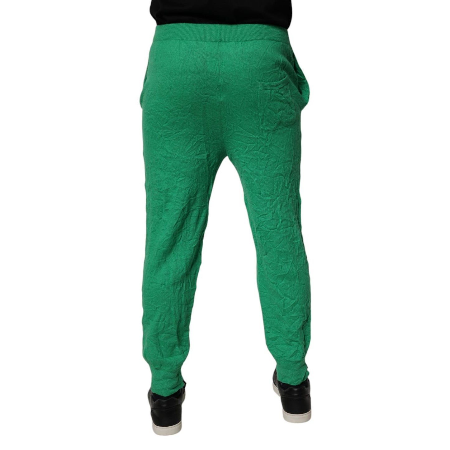 Dsquared² Green Cotton Elastic Waist Men Casual Pants Dsquared²
