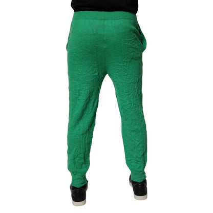 Dsquared² Green Cotton Elastic Waist Men Casual Pants Dsquared²