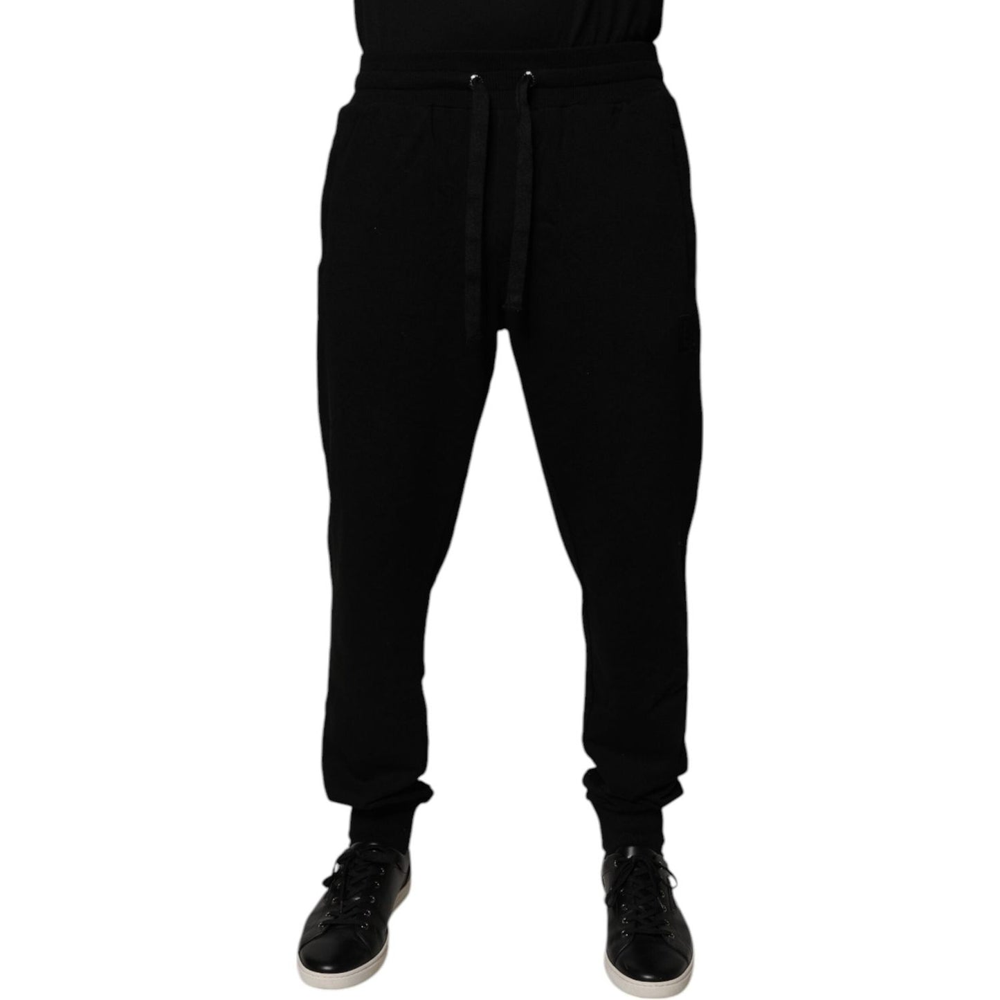 Dolce & Gabbana Black Cotton Mid Waist Jogger Sweatpants Pants