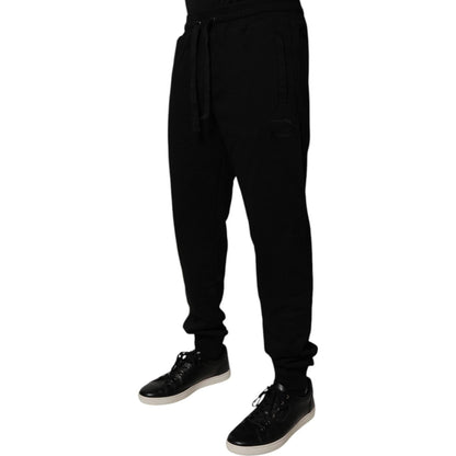 Dolce & Gabbana Black Cotton Mid Waist Jogger Sweatpants Pants