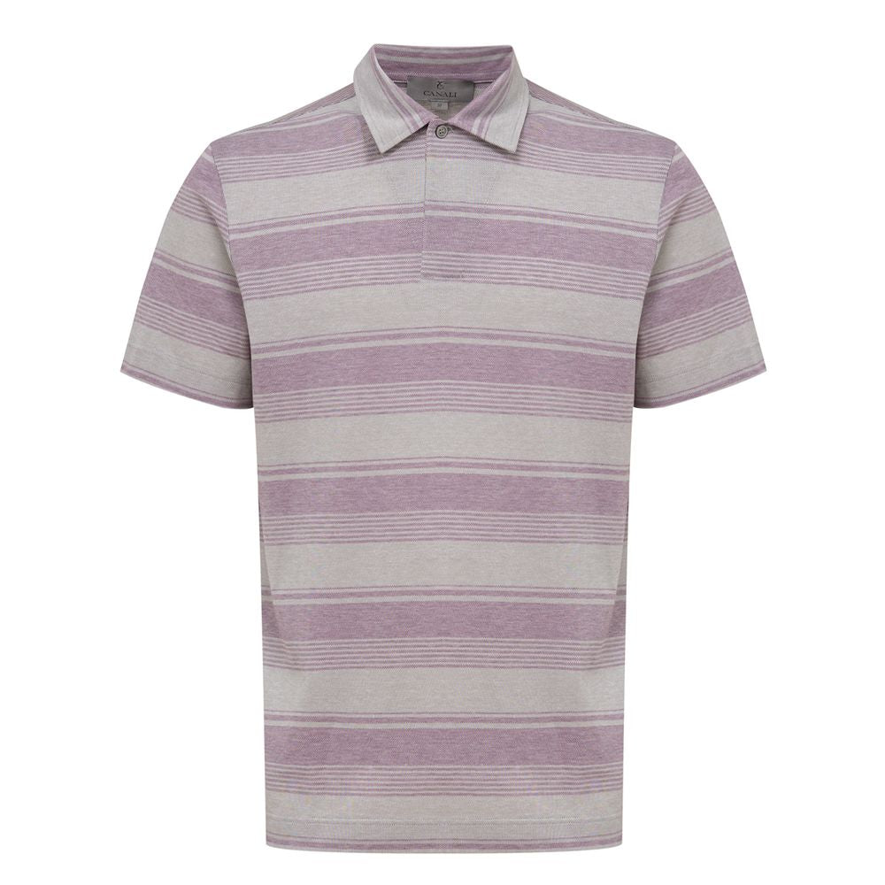 Canali Gray Cotton Polo Shirt Canali