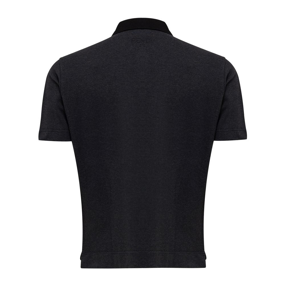 Fendi Black Cotton Polo Shirt Fendi
