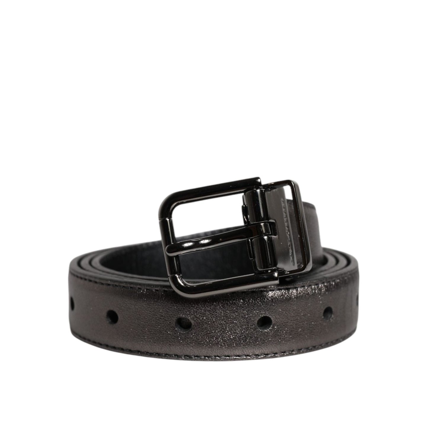 Dolce & Gabbana Black Leather Classic Metal Logo Buckle Belt